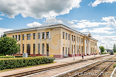 Railway station in Gulbene, Latvia Editorial Stock Photo