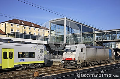 Railway station in Regensburg. Bavaria. Germany Editorial Stock Photo