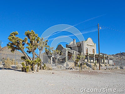 Railway station ruins in Rhyolite Stock Photo