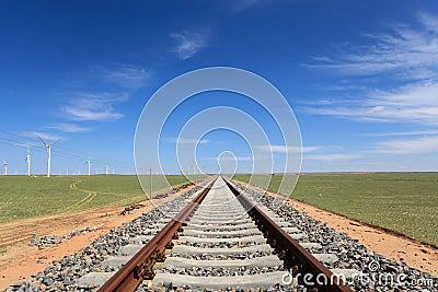 Railway on the steppe Stock Photo