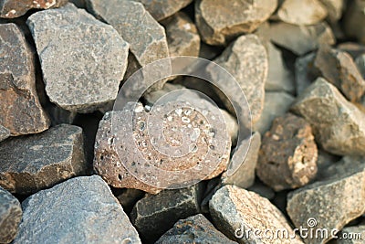 Railway stone gray sharp texture Stock Photo