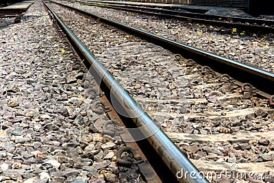 The railway stretches endlessly Stock Photo