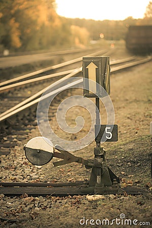 Railway switch, close up wiev Stock Photo