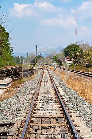 Railway track at maintenance station Stock Photo