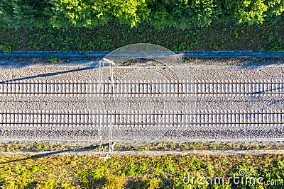 Railway track tracks line railroad train rail aerial photo view Stock Photo