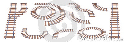 Railway track, train transport part Vector Illustration