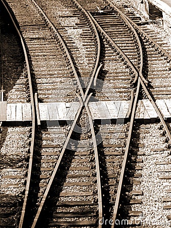 Railway tracks - sepia Stock Photo