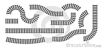 Railway train track vector route. Rail pattern round circular curve railroad path icon Vector Illustration