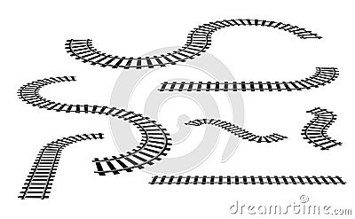 Railway train track vector route. Rail pattern round circular curve railroad path icon Vector Illustration