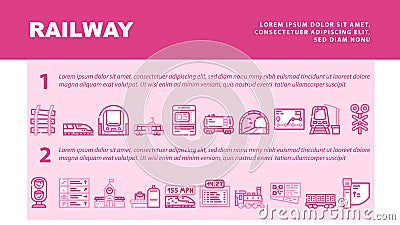 Railway Train Transportation Landing Header Vector Vector Illustration