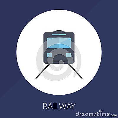 Railway icon. Train, rail station, transportation illustration. Isolated on white background Vector Illustration