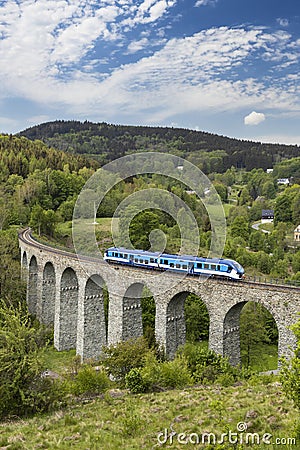 Railway viaduct Novina in Krystofovo udoli, Northern Bohemia, Czech Republic Stock Photo