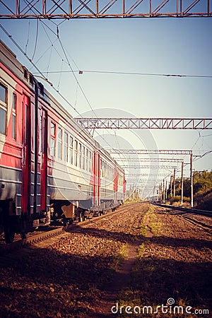 The railway in the village Tolmachevo Stock Photo