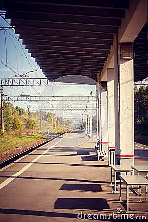 The railway in the village Tolmachevo Stock Photo