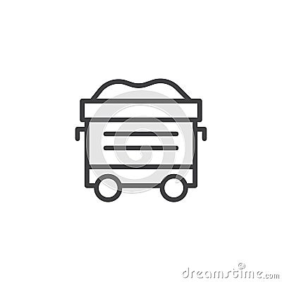 Railway wagon with coal outline icon Vector Illustration