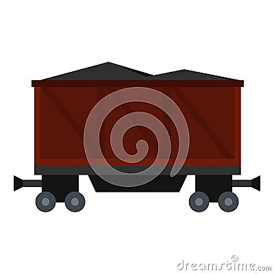 Railway wagon loaded with coal icon isolated Vector Illustration