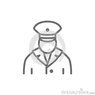 Railway worker, train conductor, subway line icon. Vector Illustration