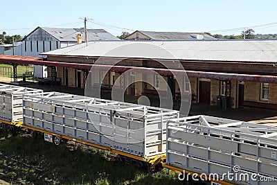 Railway yard and station in the Queensland town of Warwick Editorial Stock Photo