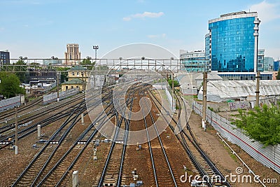 Railways near Paveletskaya railway station in Moscow Stock Photo