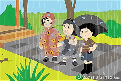 Rain Cartoon Illustration