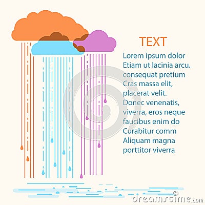 Rain background.Vector illustration with stylish flat clouds Vector Illustration