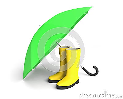 Rain boots umbrella gumboots protection accessory Stock Photo