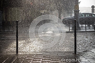 Rain in the city Stock Photo