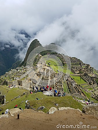 Dramatic Machu Picchu in the Clouds Editorial Stock Photo