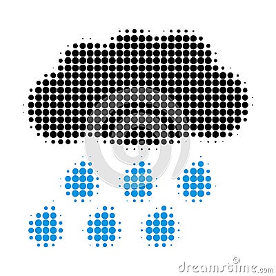 Rain Cloud Halftone Dotted Icon Vector Illustration