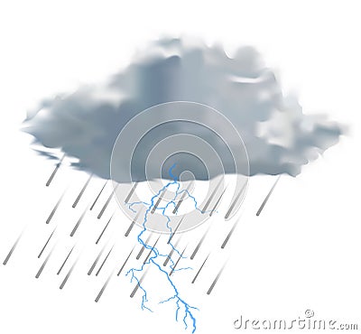 Rain cloud with raindrops and lightning Vector Illustration