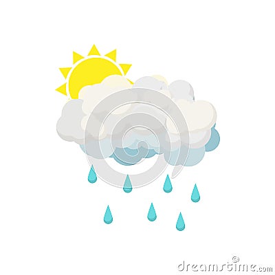 Rain cloud and sun icon, cartoon style Stock Photo