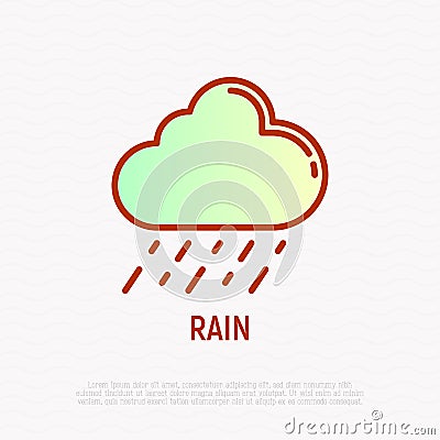 Rain from cloud thin line icon. Modern vector illustration of weather Vector Illustration