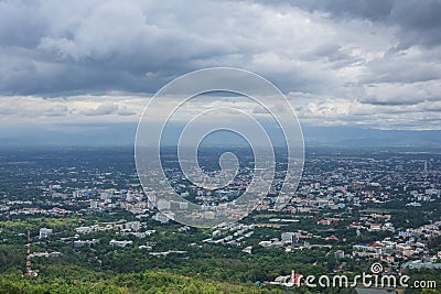 Rain clouds over Chiang Mai city Stock Photo