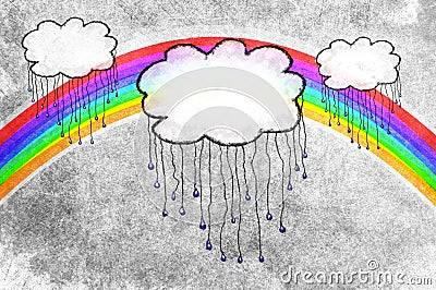 Rain clouds and rainbow Stock Photo