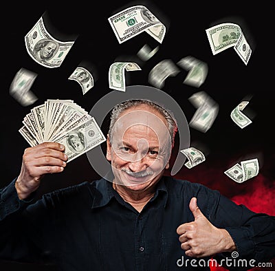 https://thumbs.dreamstime.com/x/rain-dollar-bills-lucky-old-man-holding-pleasure-group-31314123.jpg