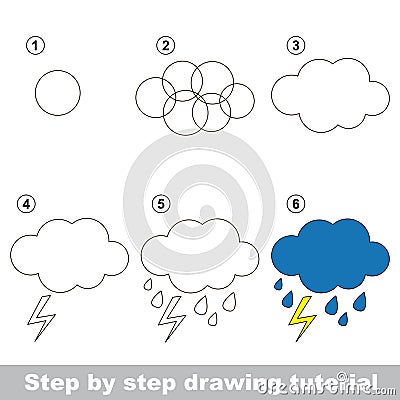 Rain. Drawing tutorial. Vector Illustration