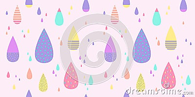 Rain drop pattern seamless pastel color. Abstract water drop for kid fabric print, wallpaper, wrapping paper, textile, baby Stock Photo