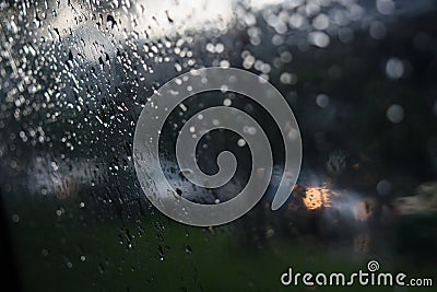 Rain droped on the window. Stock Photo