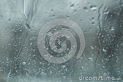 Rain drops on windshield glass Stock Photo