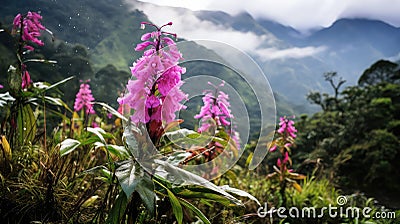 rain ecuadorian cloud forest Cartoon Illustration