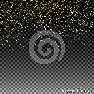 Rain Golden. Golden glitter texture on isolated background. An explosion of Golden confetti. Design element. Vector illustration. Vector Illustration