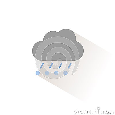 Rain, hail and cloud. Isolated color icon. Weather vector illustration Cartoon Illustration