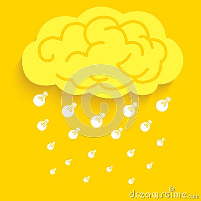 Rain idea bulb from brain Vector Illustration