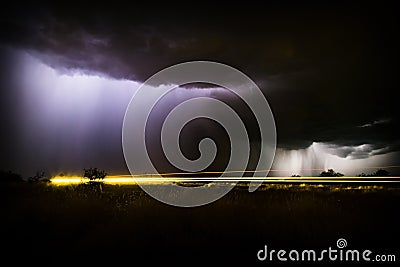 Rain and lightning Stock Photo