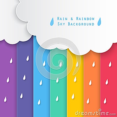Rain and rainbow sky background Vector Illustration