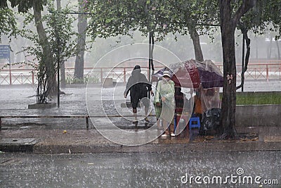 Rain season in Southeast Asia Editorial Stock Photo