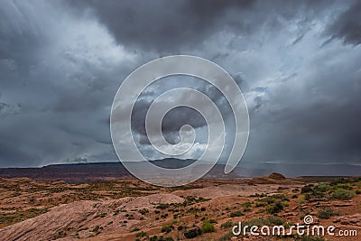 Rain Storm over the Desert Utah Landscape Stock Photo