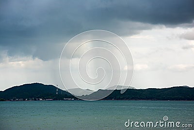 Rain Strom coming at the Island, Chinburi Province, Thailand. Stock Photo