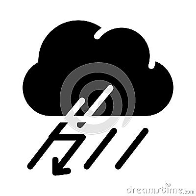 Rain thunderstorm and lightning glyph icon vector illustration Vector Illustration