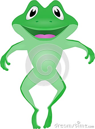 Cartoon image of a frog jumping happily to welcome rain Vector Illustration